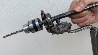 : Recycled Craft: This Welder Crafts A  manual Drill From Old Motorcycle Gears