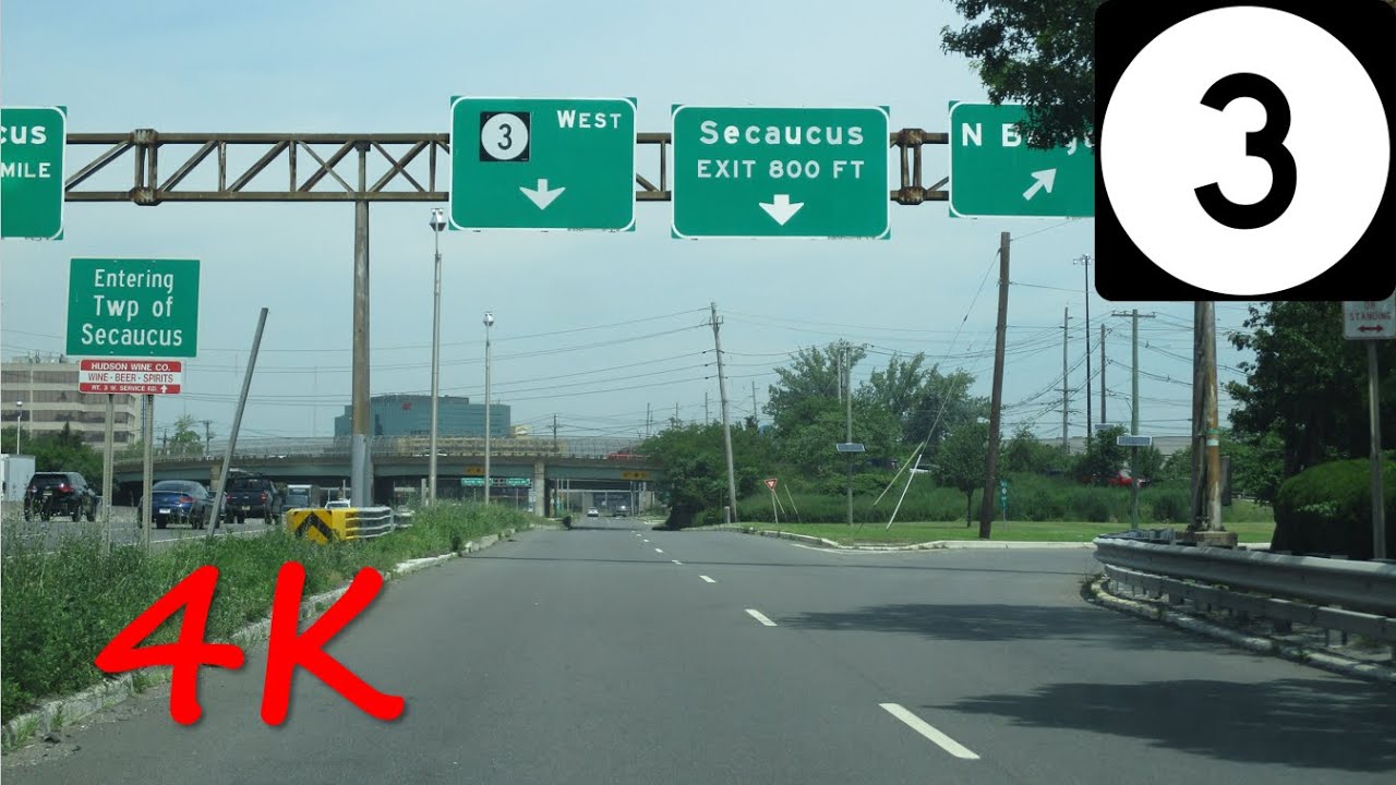 ⁴ᴷ NJ Route 3 westbound (Secaucus Local Lanes) [4K VIDEO]