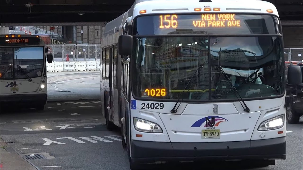 NJ TRANSIT NEW FLYER XCELSIOR BUS 24029 ON THE 156 ENTERING THE