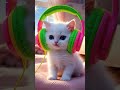 blue eye fluffy cat listening the music