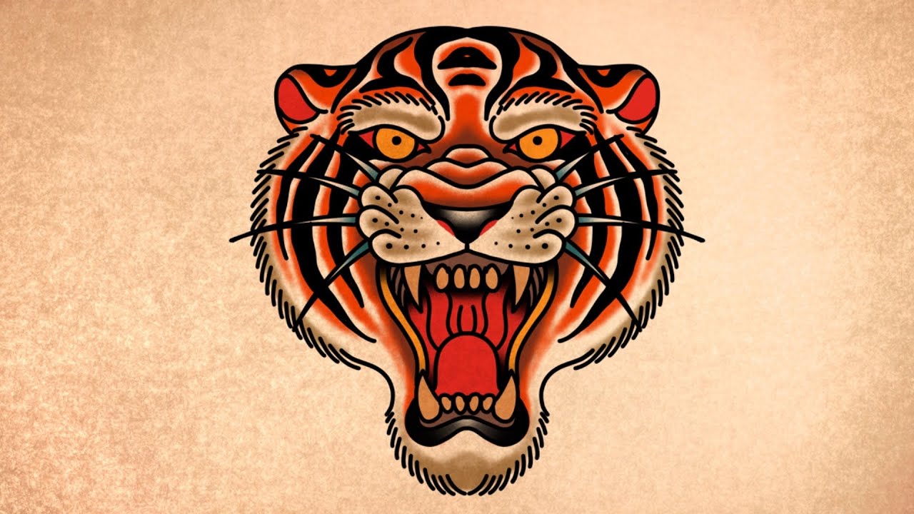 Traditional Tiger Head Tattoo