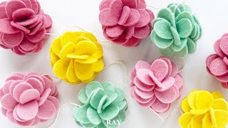 切って貼るだけ！フェルトで簡単かわいいお花飾り「フラワーガーランド」の作り方 - DIY Felt Flower Garland | Fiore feltro | Flores fieltro