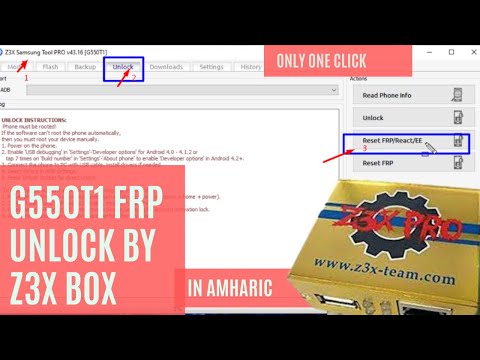 Samsung G550T1 Frp Unlock By Z3X Box 2021 In Amharic - Youtube