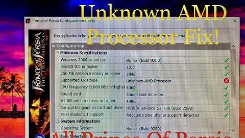 How to fix Prince Of Persia All Titles For AMD Processor Unknown processor Fix
