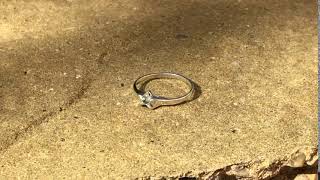 Green Mini Star Signet Ring - Silver