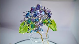 [Wire Flower / Dip Resin / Resin Art] Hydrangea Hair Ornament with Wire and Resin.#DIY #UVResin