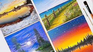 4 Seasons Acrylic Painting / Easy Painting for Beginners