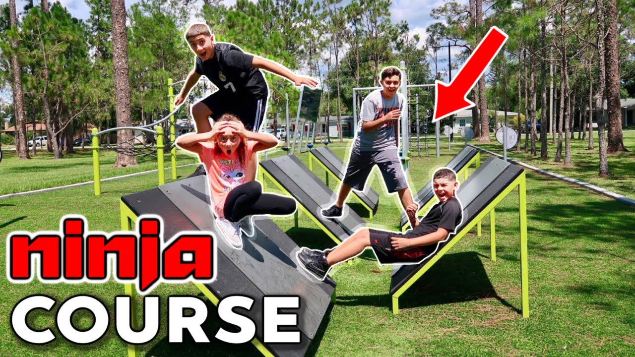 PLAYGROUND GAMES *NiNJA COURSE STYLE* - RAD KiDS TV kids workout bench
