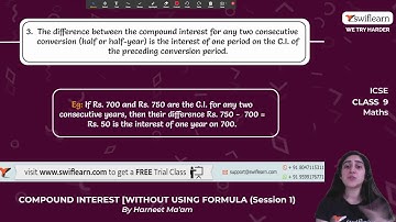 Compound Interest (Without Using Formula) | ICSE Class 9 Maths |Online Classes |Session 1- Swiflearn