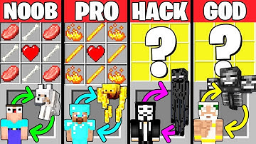 Minecraft Battle: HOW TO PLAY MOB CRAFTING CHALLENGE - NOOB vs PRO vs HACKER vs GOD Funny Animation