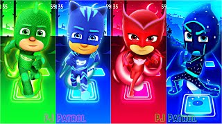 Gekko 🆚 CatBoy 🆚 Owlette 🆚 Night Ninja || PJ Masks 🎶 Tiles Hop EDM Rush