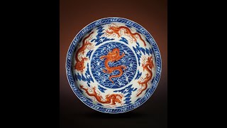 中村作次郎舊藏打破五爪慣例的清乾隆青花海水礬紅彩龍紋大盤亮眼上拍
