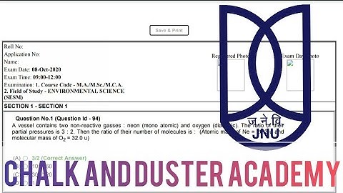 JNU M.A, M.S.c, M.C.A ENVIRONMENT SCIENCE (SESM) ENTRANCE PAPER 2020