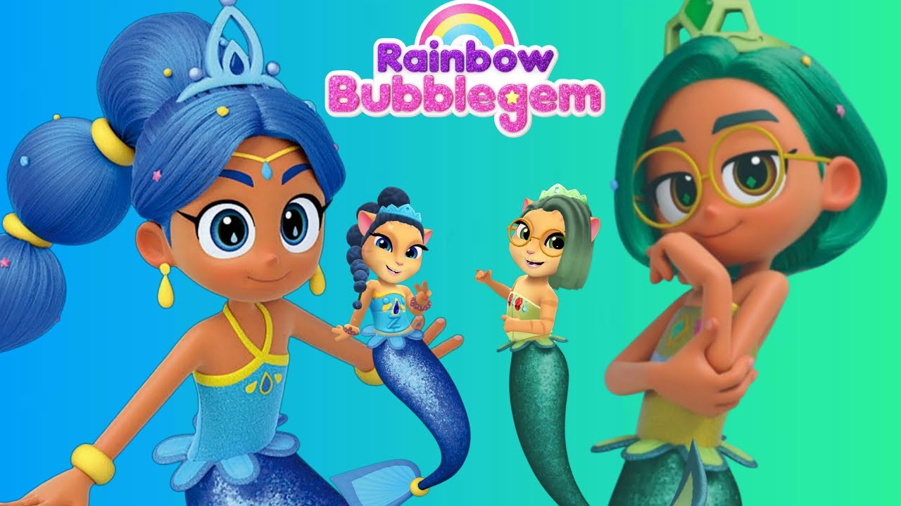 RAINBOW BUBBLEGEM 🌈 Blue Sapphire vs Green Leaf | My Talking Angela 2 Makeover 