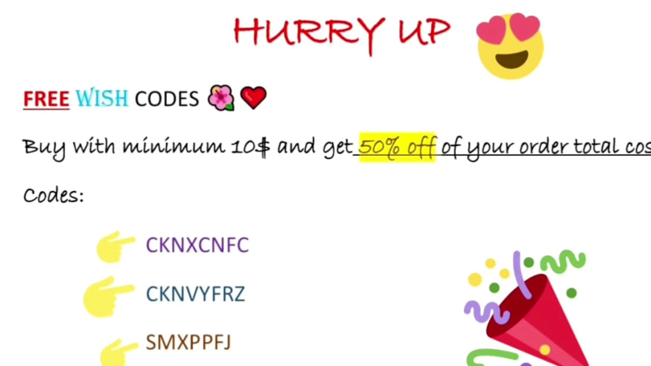 FREE WISH COUPONS 🔥🔥