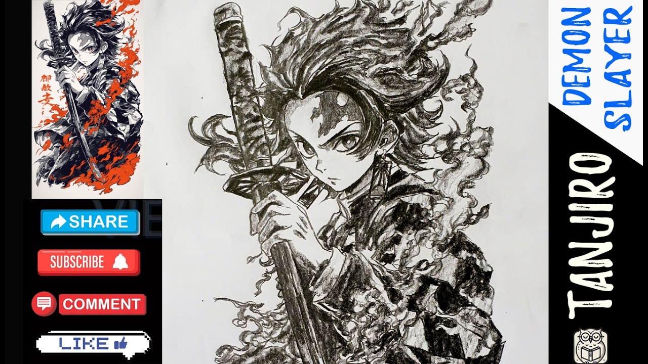 How to Draw Demon Slayer – Tanjiro drawing | Demon Slayer drawing tutorial
