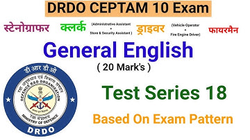 General English Test Series 18 DRDO CEPTAM 10 A&A Exam DRDO Stenographer Assistant Fireman Driver