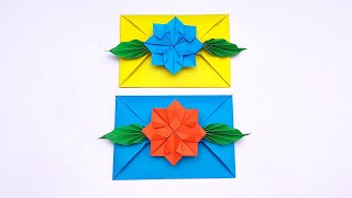 Easy Origami envelope Making With Flower And leaf | DIY Paper Envelope with Leaf | Easy origami DIY