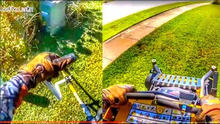 SATISFYING LAWN CARE VIDEO | MOWING 3 HOMES SIDE BY SIDE | REAL-TIME GRASS CUTTING VIDEO
