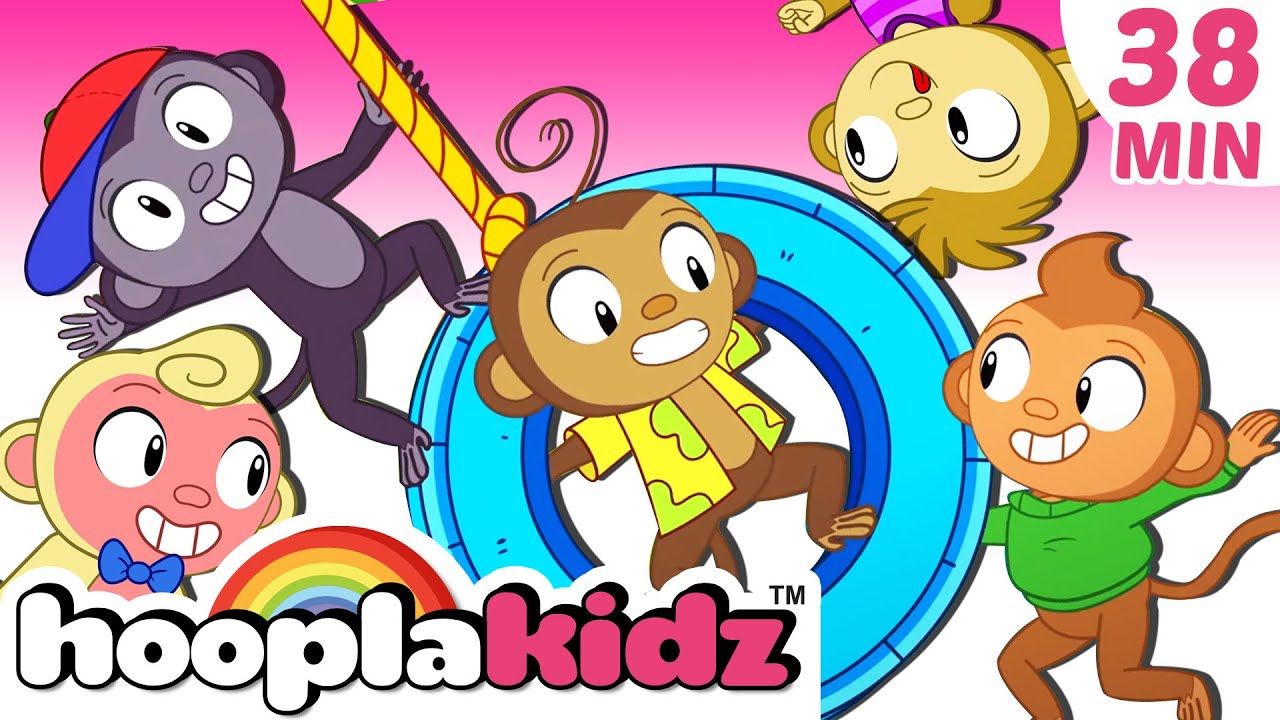Five Little Monkeys Jumping On The Bed and more | HooplaKidz Official Kids Songs Series - Ep14