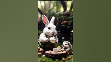 🐰Cute rabbit rescued the poor little hedgehog #rabbit  #cat  #kitten  #funny  #ai