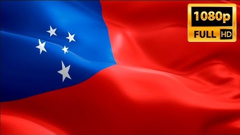 Samoa flag closeup 1080p Full HD 1920X1080 footage video waving in wind. Samoan flag Full H