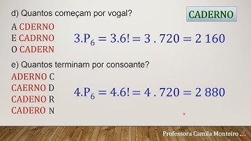 Permutação Simples - Exercícios resolvidos - Profª Camila Monteiro