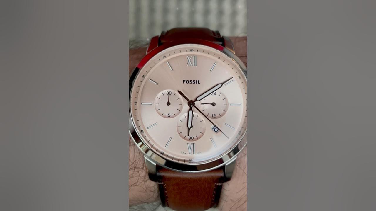 Unboxing Fossil Men's Neutra Rose Gold Dial 44mm Quartz - Eco Leather - Chronograph  Watch - FS5982 - YouTube