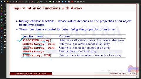 Computational Physics -- FORTRAN 90/95 Arrays in Fortran -- MSc., SASTRA |Lecture-13|