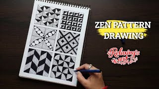 Easy Zentangle Patterns for Beginners |  part-2 | no talking | mind relaxing 