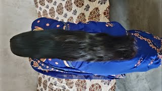Beautiful woman Gorgeous Black and smooth long hair and silky hair play by man  @LonghairQueen99