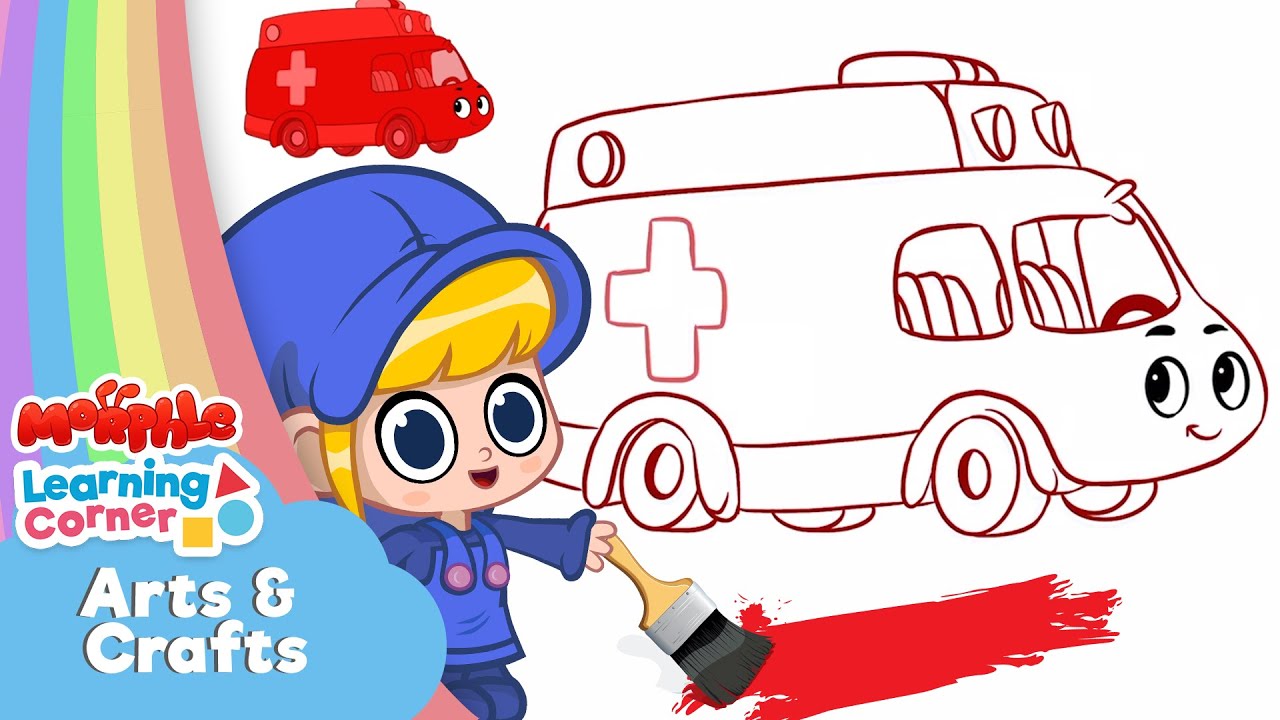 Draw with Morphle - Red Ambulance | Arts & Crafts Corner | Learning Videos For Kids | Cartoons