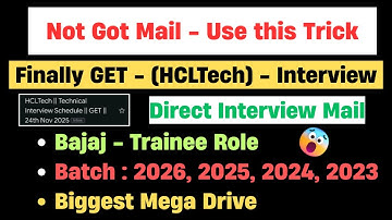 😨HclTech GET Mass Hiring | 2026, 2025 Batch Hiring OFF Campus | HCLTech Hiring 2025 Batch