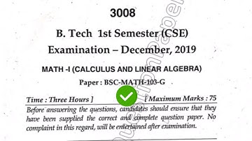 2019 Mdu BTech 1st Sem Math Question Paper