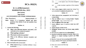 BCA 5TH SEM JAVA PROGRAMMING AND DYNAMIC WEB PAGE DESIGN BCA N DEC 2013 | DDUGU