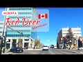 Tour around downtown red deer alberta  canada 4k