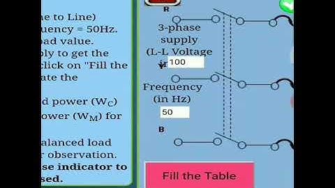 3 phase power measurement by two wattmeter method using virtual lab.