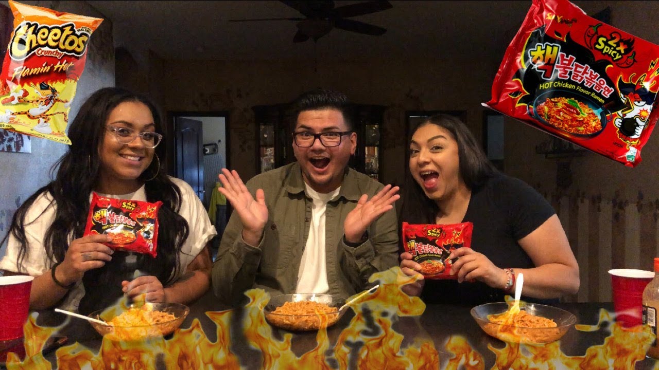 2X SPICY NOODLE CHALLENGE!!! (WITH HOT CHEETOS) YouTube