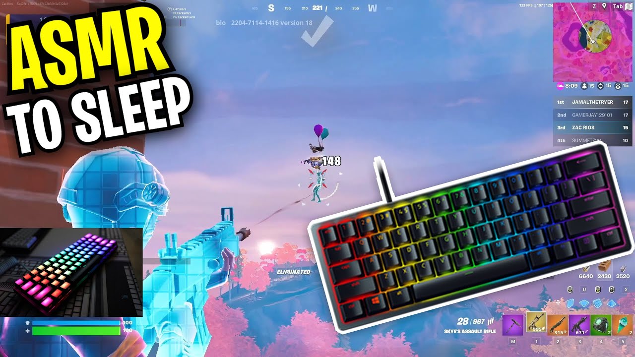 [ASMR] ⌨💤 Gaming To Sleep ASMR Mechanical Keyboard Sounds Fortnite Bios ...