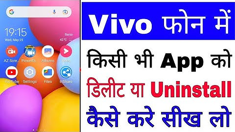 vivo Y1s mobile me app delete/uninstall kaise kare।। how to delete/uninstall app in vivo Y1s phone