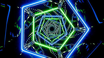 🔷 4K Screensaver – Futuristic Blue and Green Neon Hexagonal Tunnel (No Sound)