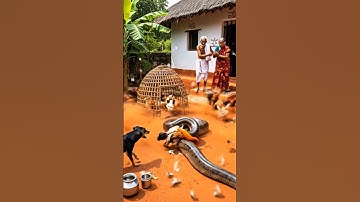 "Massive Python Attacks Village Chickens | #PythonAttack #Village #ChickenCoopAttack #DogVsPython
