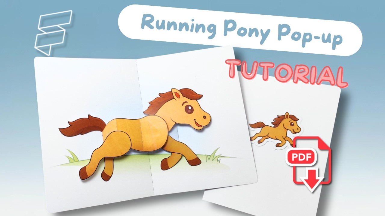 Pony running (version 1) | Pop up Card Tutorial | Paper craft | Free template download
