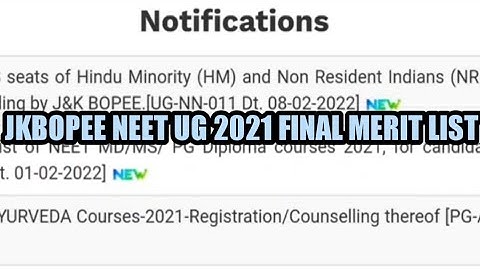 JKBOPEE NEET UG FINAL MERIT LIST AND SEAT MATRIX INFORMATION CHECK VIDEO NOW