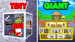 Tiny VS Giant SECRET BASE In Minecraft!