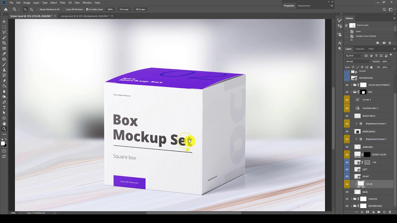 Download Box Mockup Set 02: Square for Photoshop, video tutorial ...