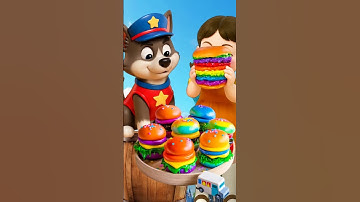 Squid Game AI vs Paw Patrol Rainbow Hamburger ASMR 🌈🍔#squidgame #asmr #squidgame2 #ai