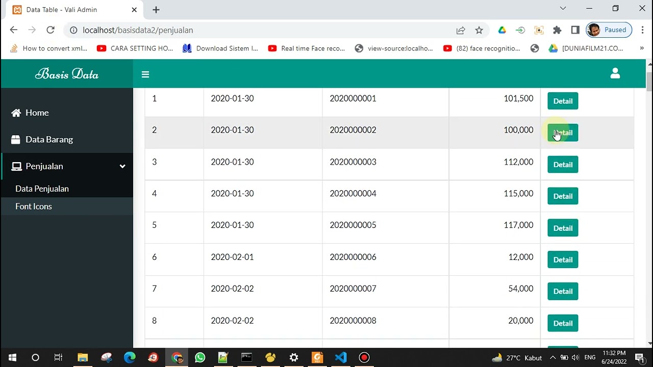 Menampilkan Data pada modal Bootstrap YouTube