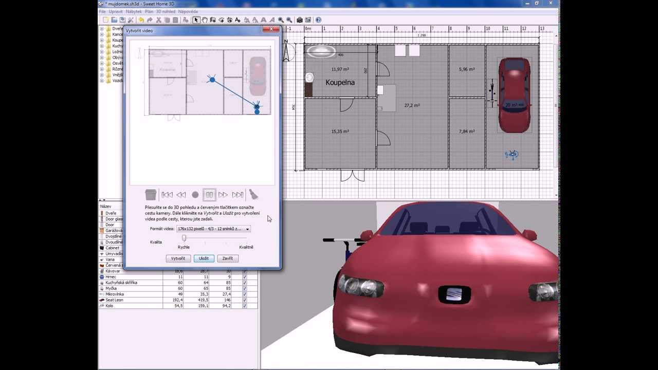 Sweet home 3D - 2.část - vytvoření videa (create video)