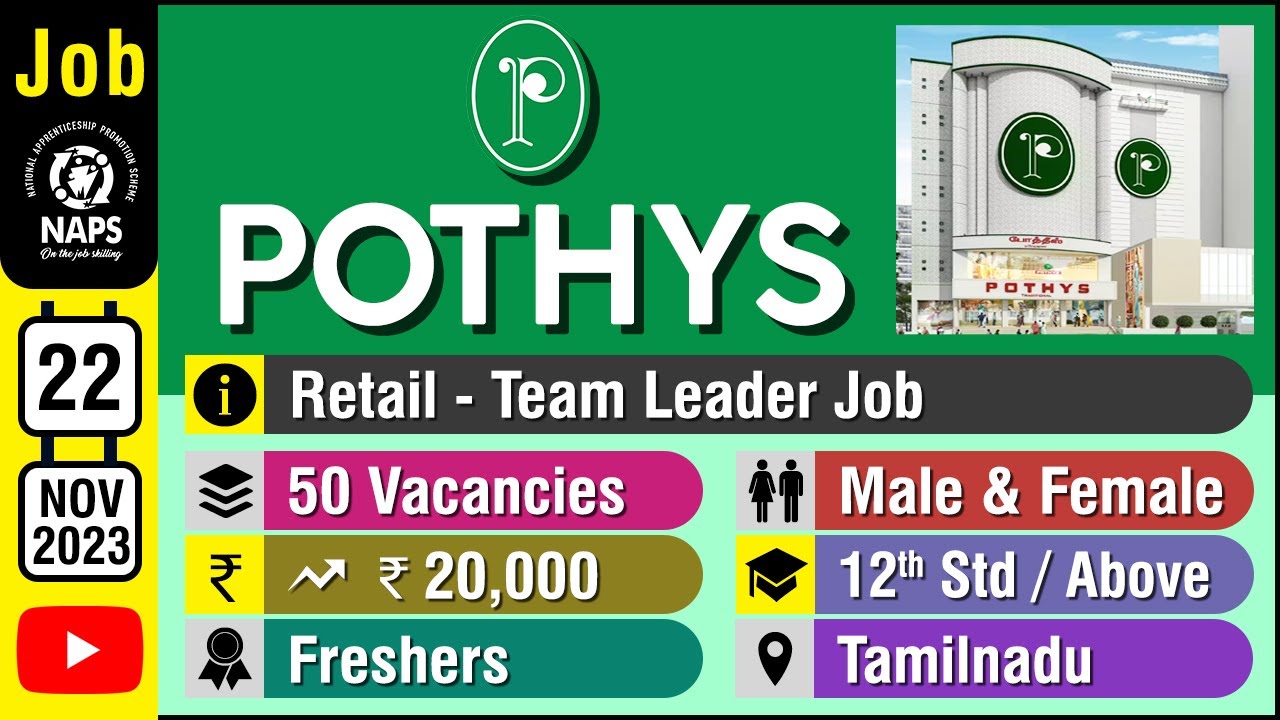 JOB Pothys Team Leader Job Recruitment Nov 2023 Job Vacancy job-pothys-team-leader-job-recruitment-nov-2023-job-vacancy